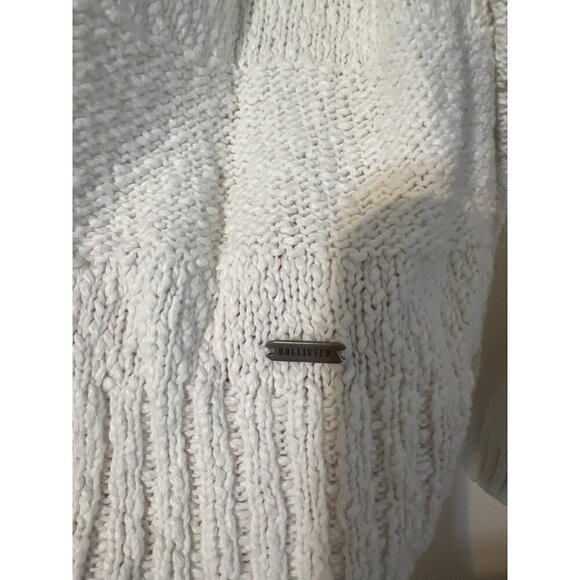 Hollister Sz L White Casual Coastal Beachy Long Sleeve Crew Neck Sweater Lightwe - Picture 3 of 8
